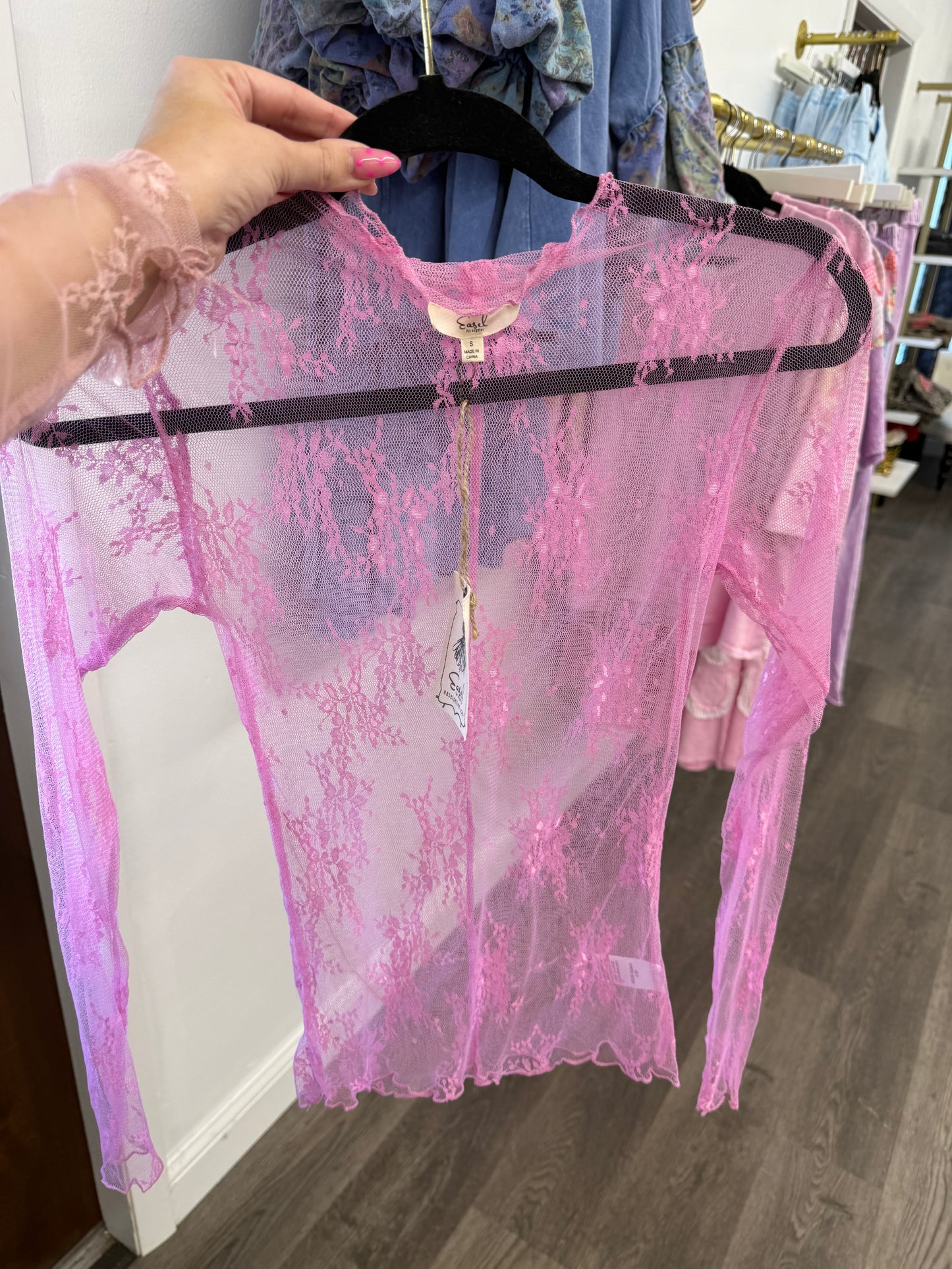 bright barbie pink mesh top
