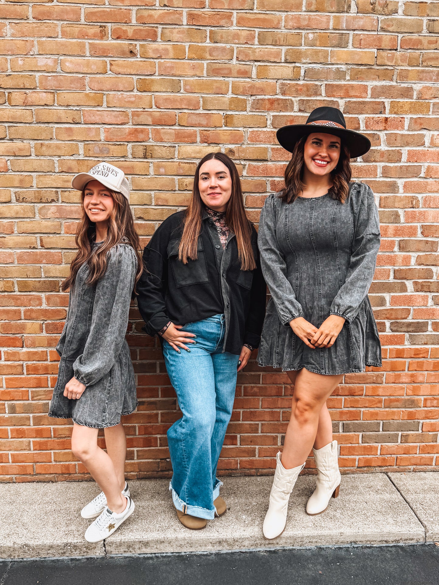 Black wash denim dress