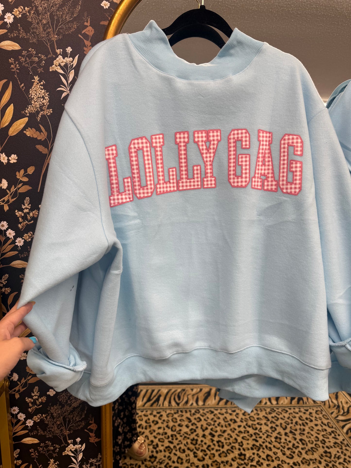reversible mock neck-dilly dally/lolly gag