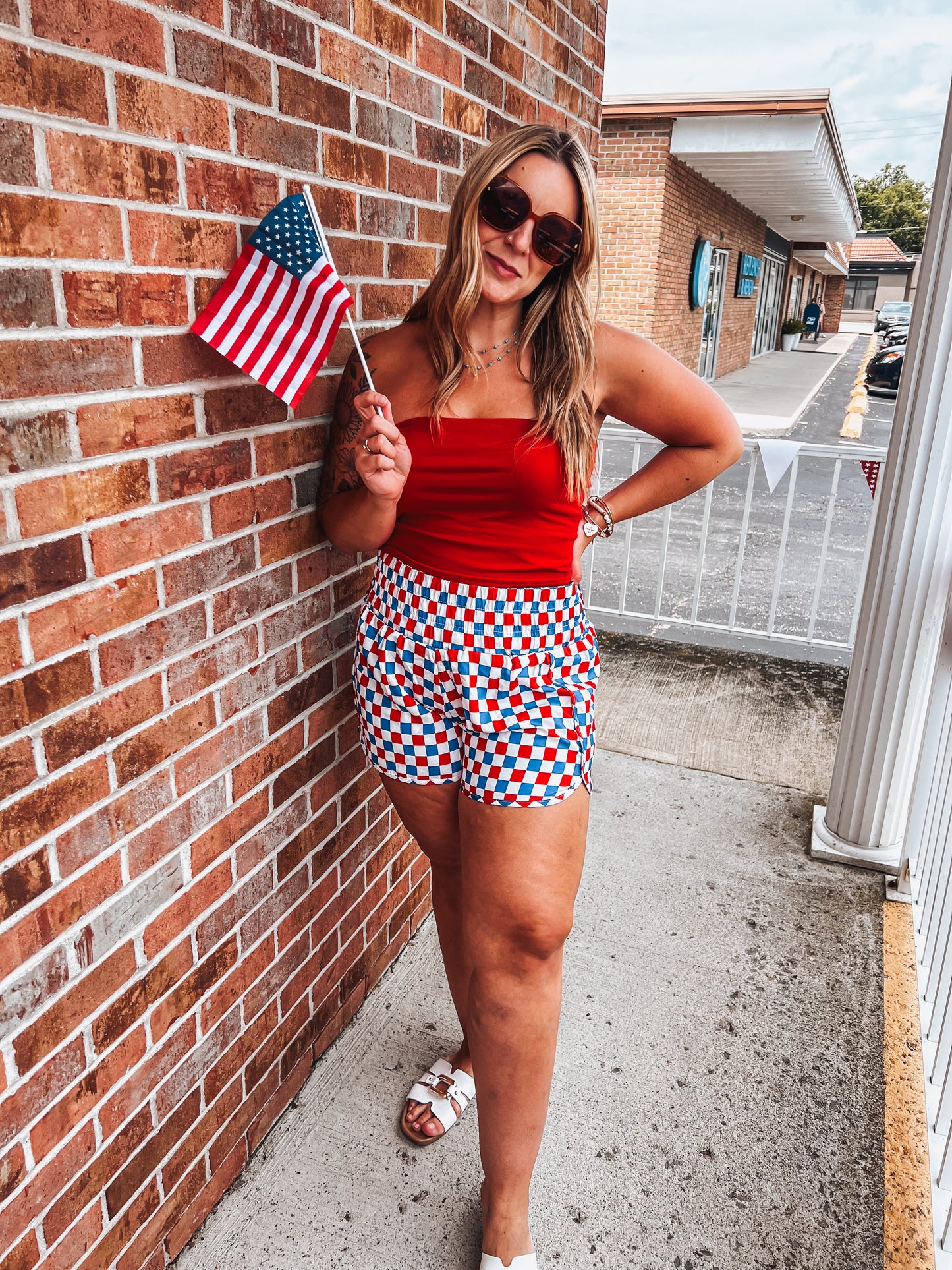 RWB checkered shorts