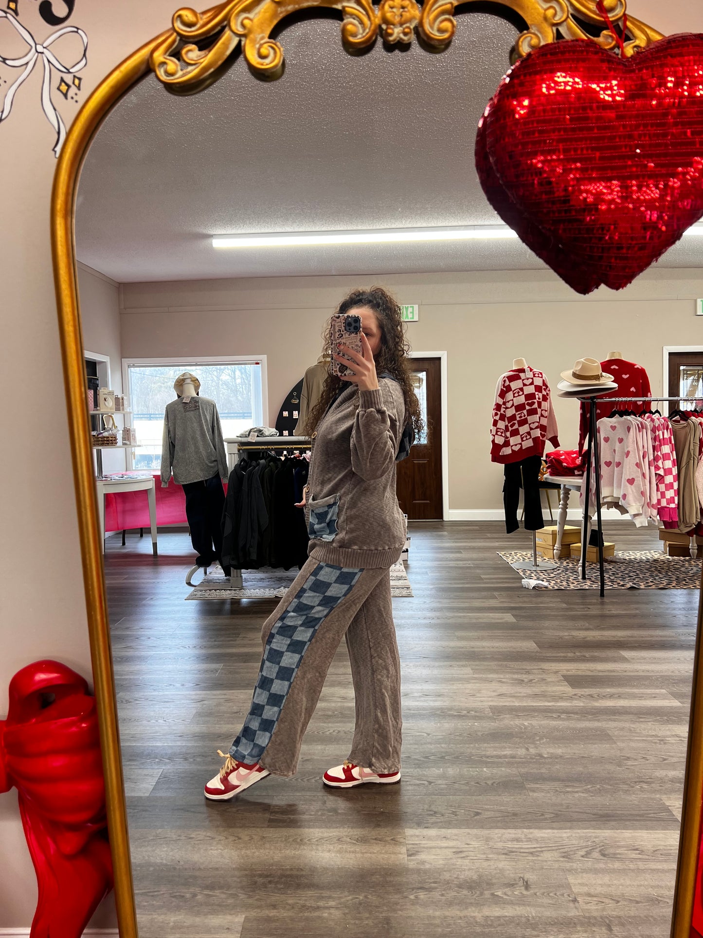checkered charcoal lounge PANTS