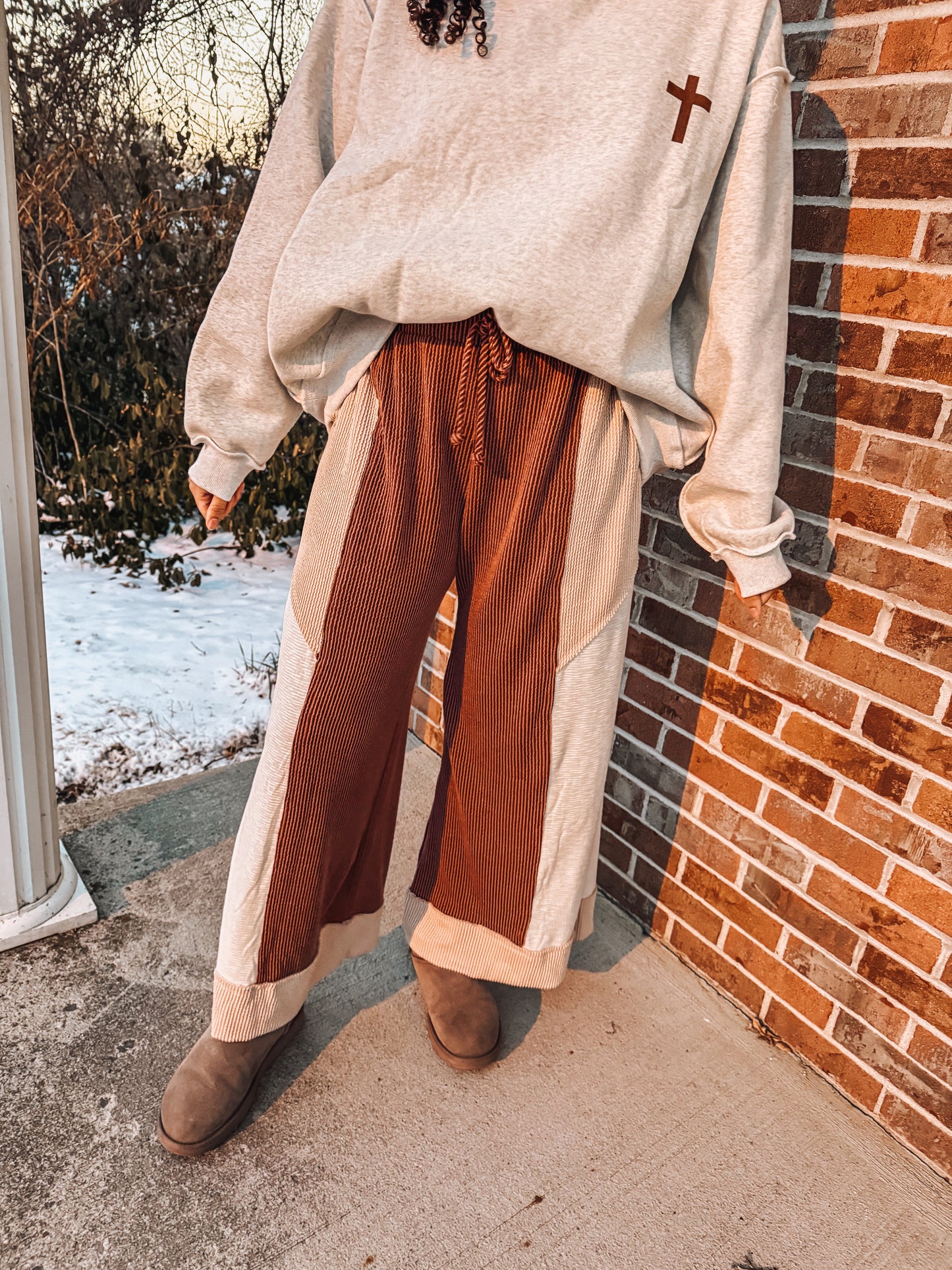 colorblock ribbed pants