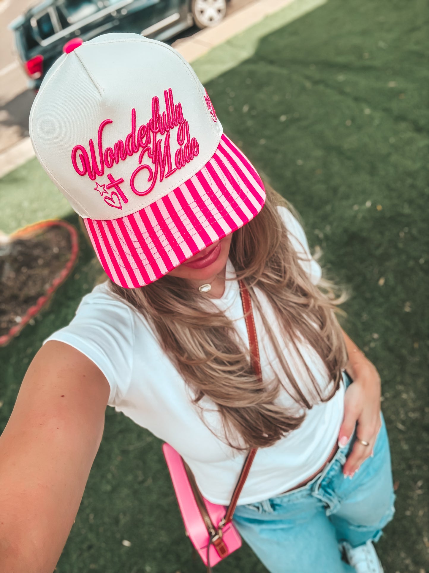 wonderfully made striped embroidery hat