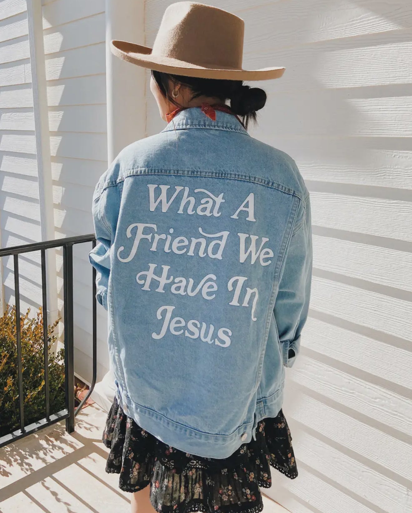 what a friend in jesus ADULT denim jacket