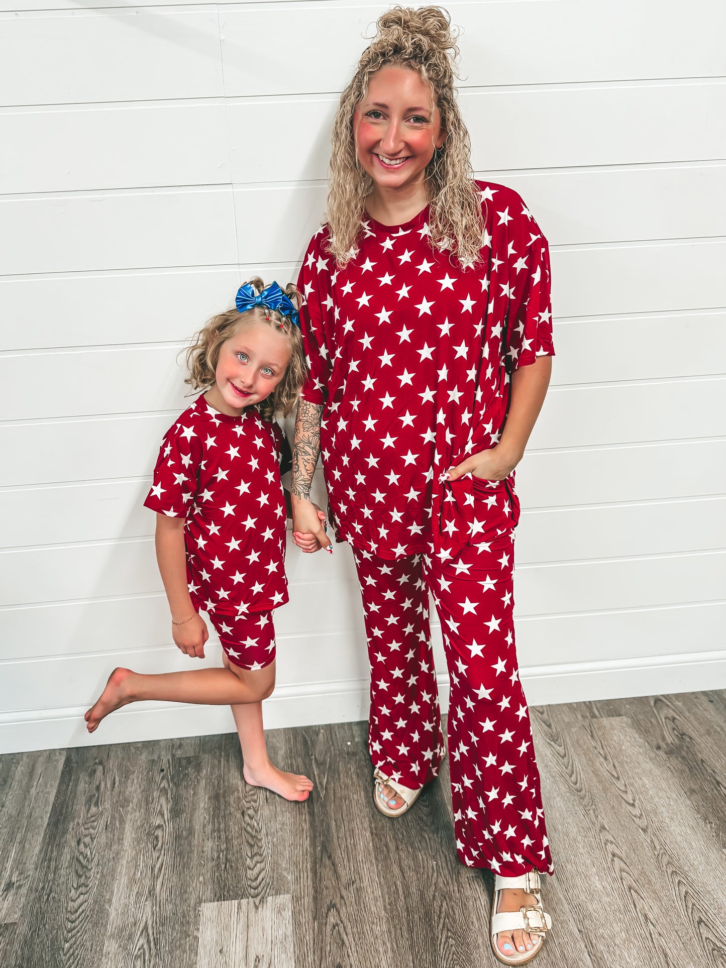 Red and white stars, branded kids biker set 