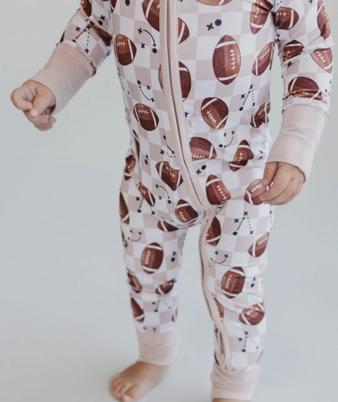 bamboo football zip romper