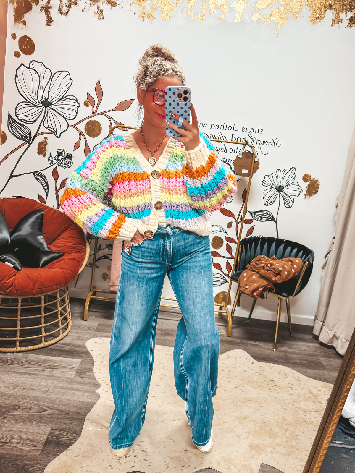 Rainbow chunky knit cardigan 