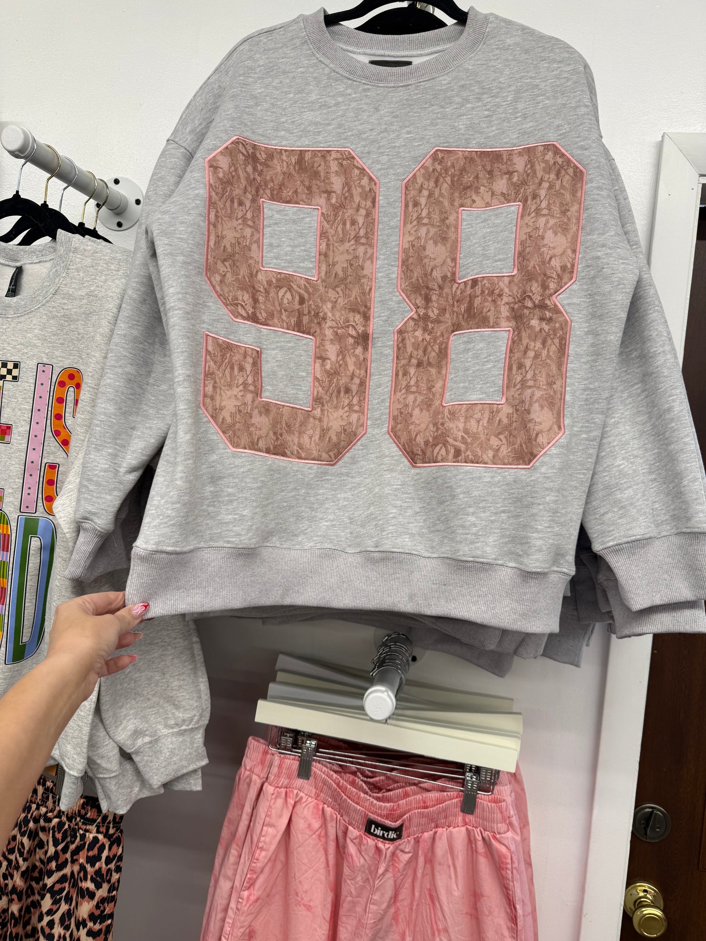 oversized pink camo 98 pullover