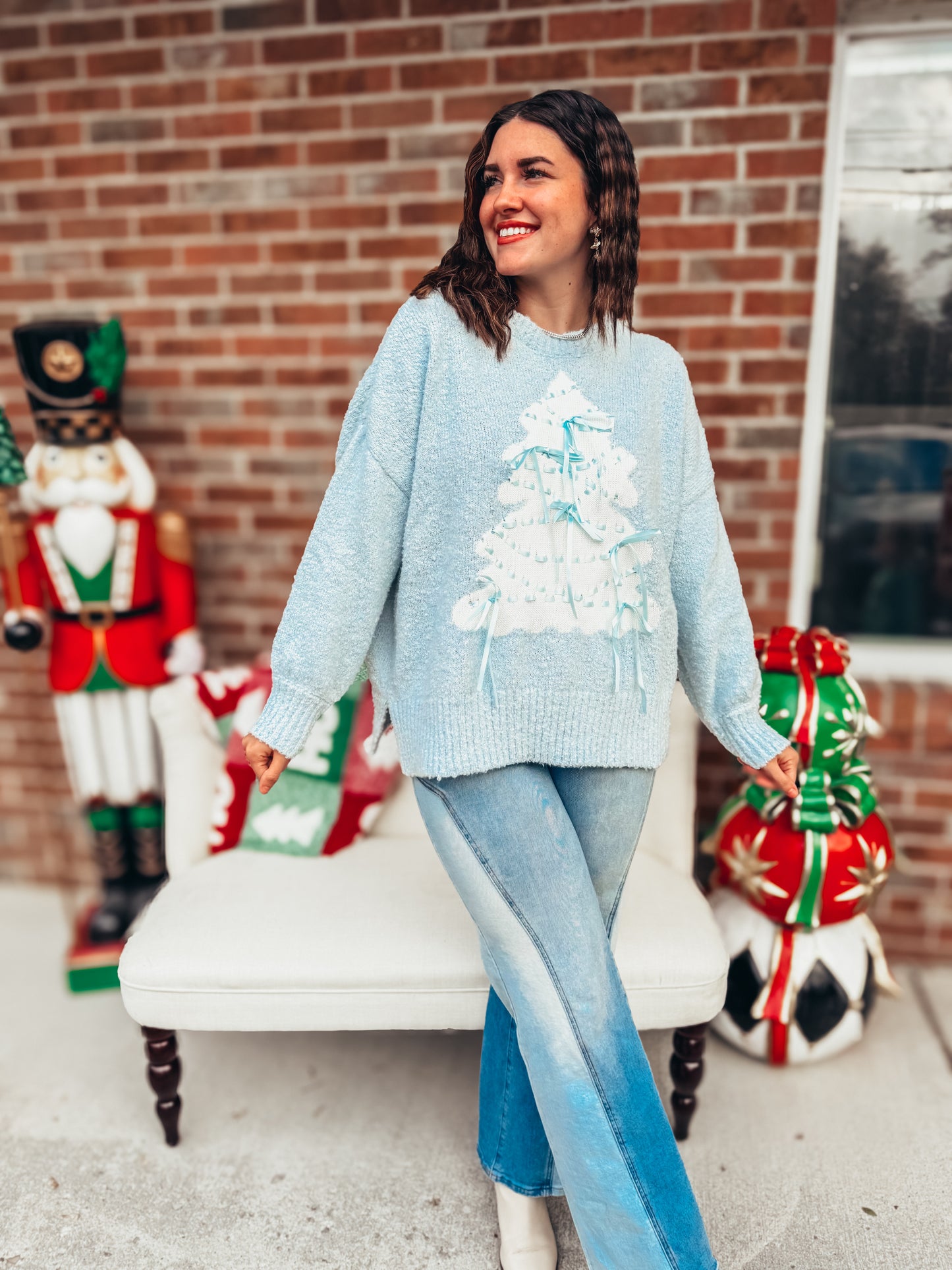 blue coquette tree sweater