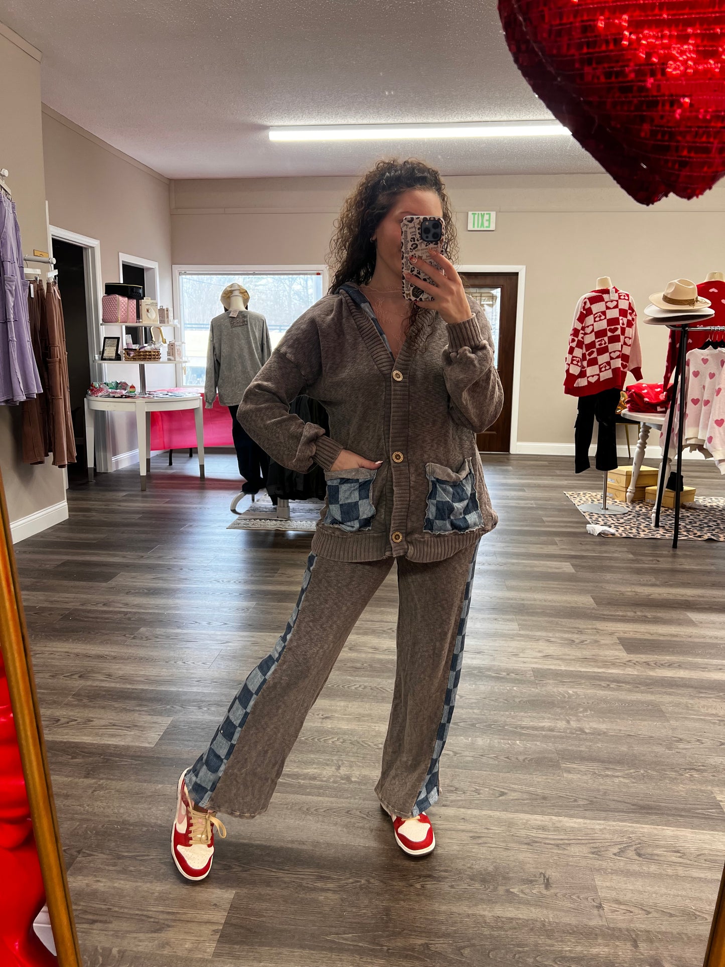 checkered charcoal lounge PANTS