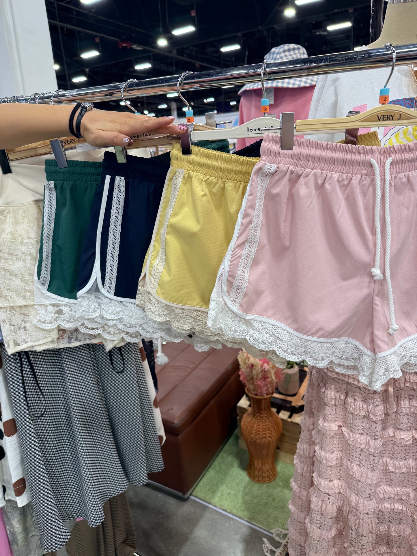 Lace trimmed running shorts