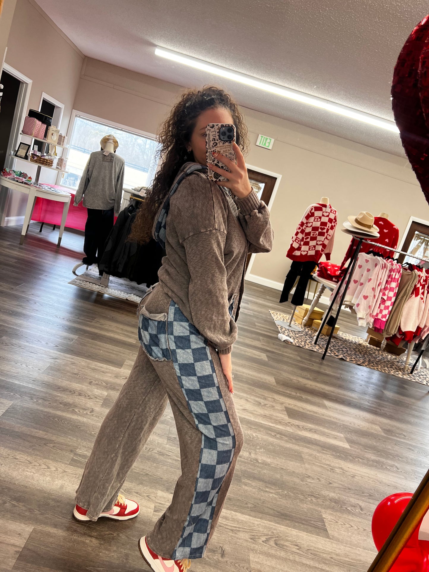 checkered charcoal lounge PANTS