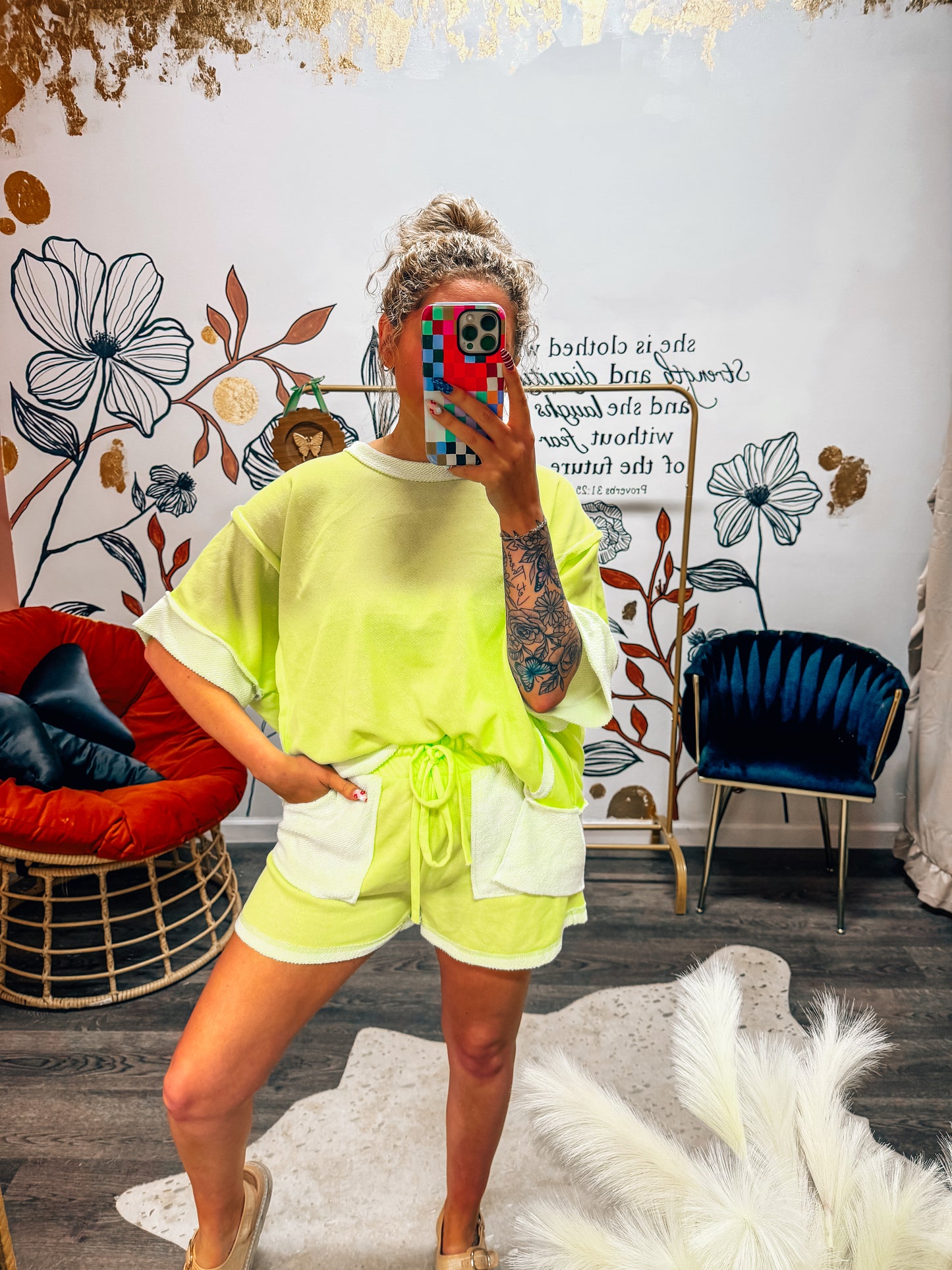 oversized LIME french terry set