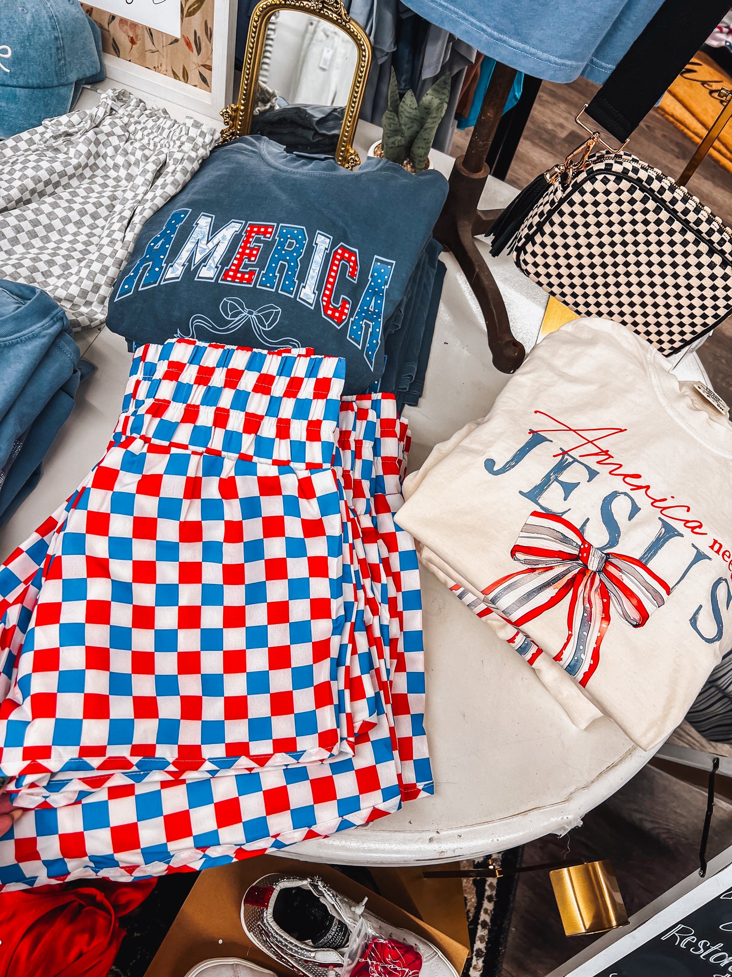 RWB checkered shorts
