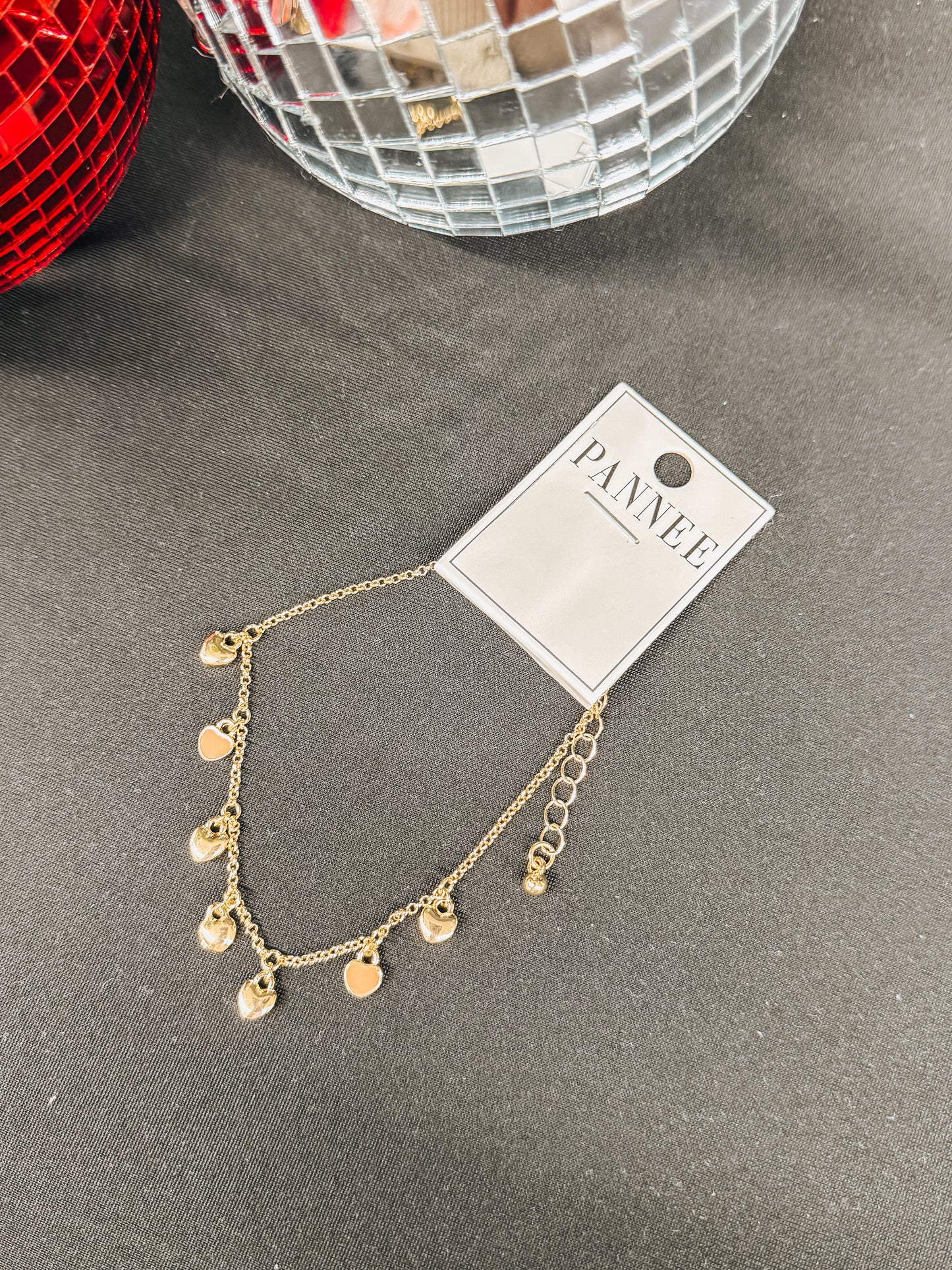 gold heart enamel bracelet