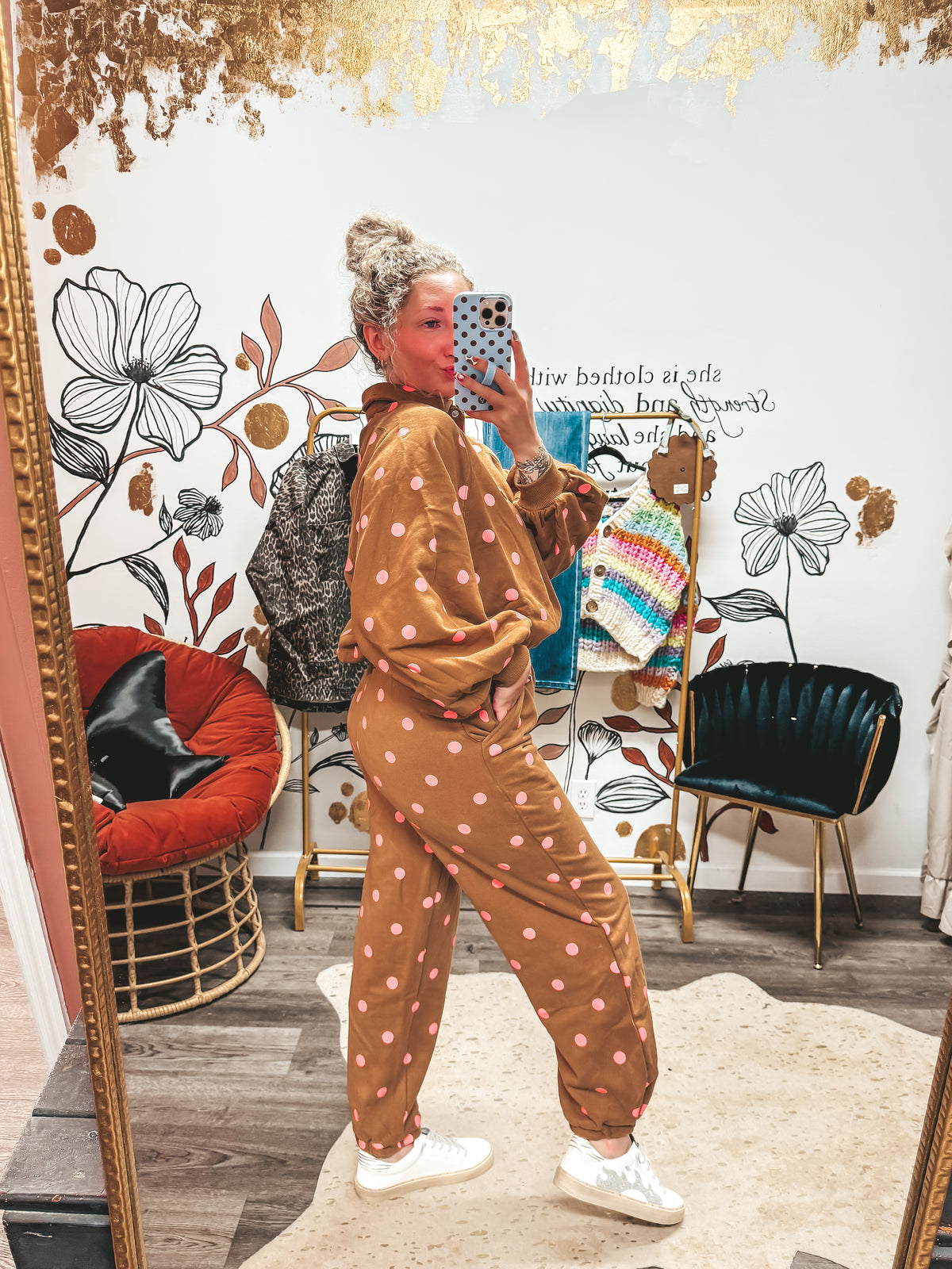 Brown & pink polka dot JOGGERS