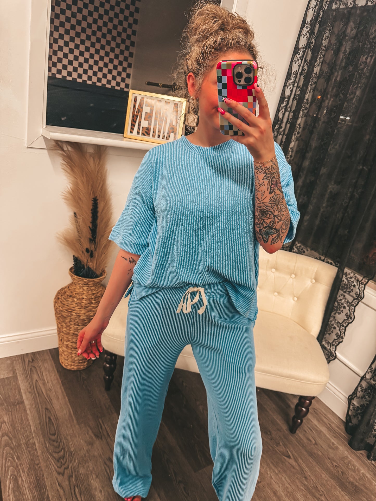 new color ribbed sets with pockets