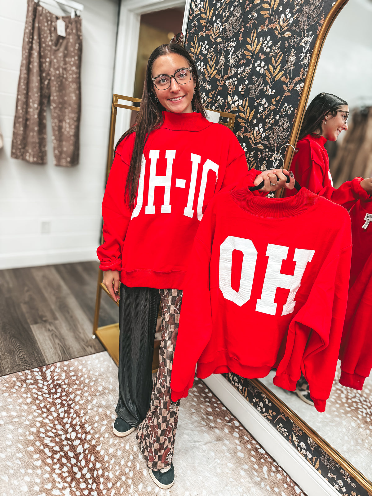 bucketlist best selling reversible OH/IO mockneck in red