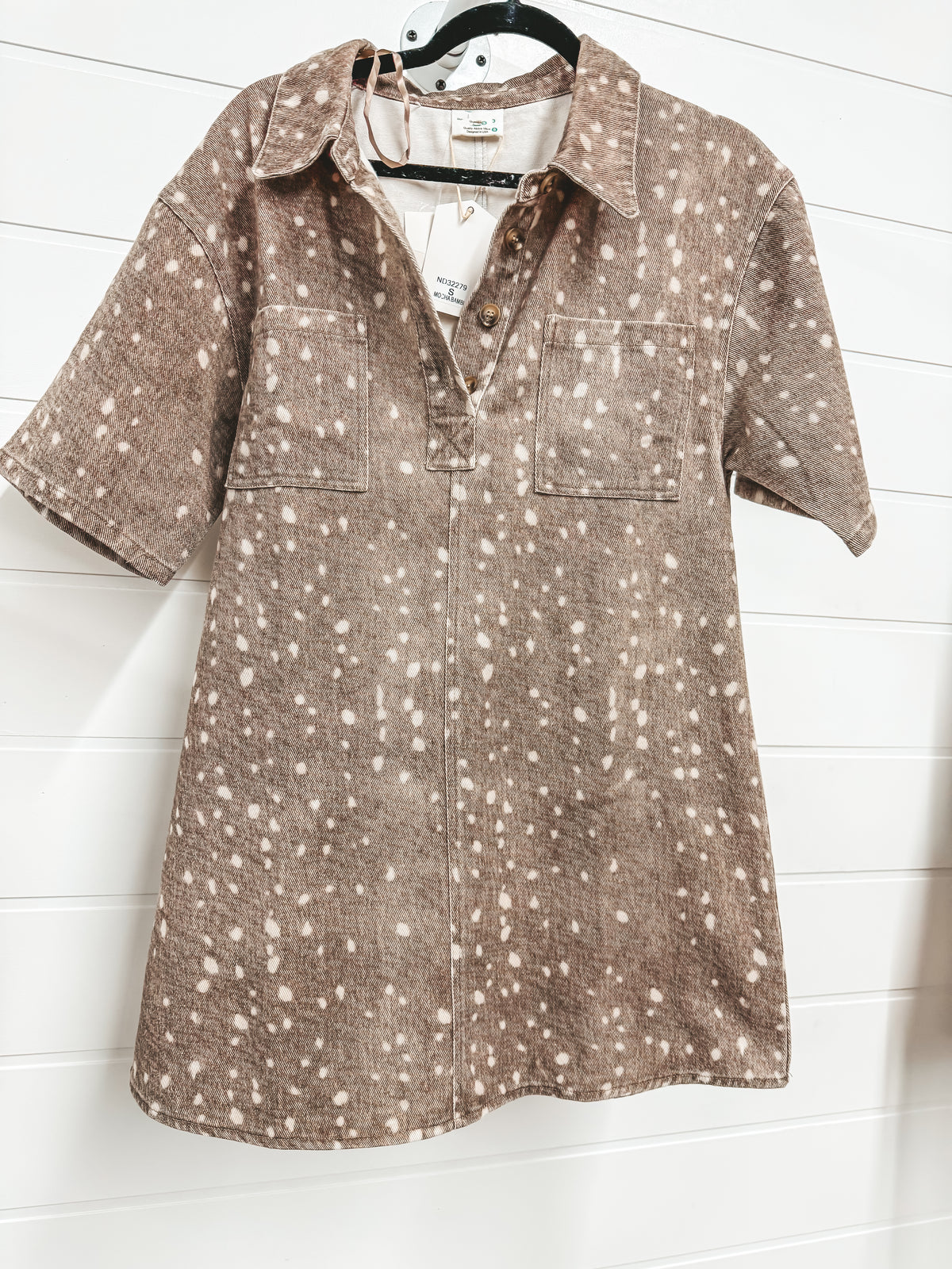 Fawn print denim dress