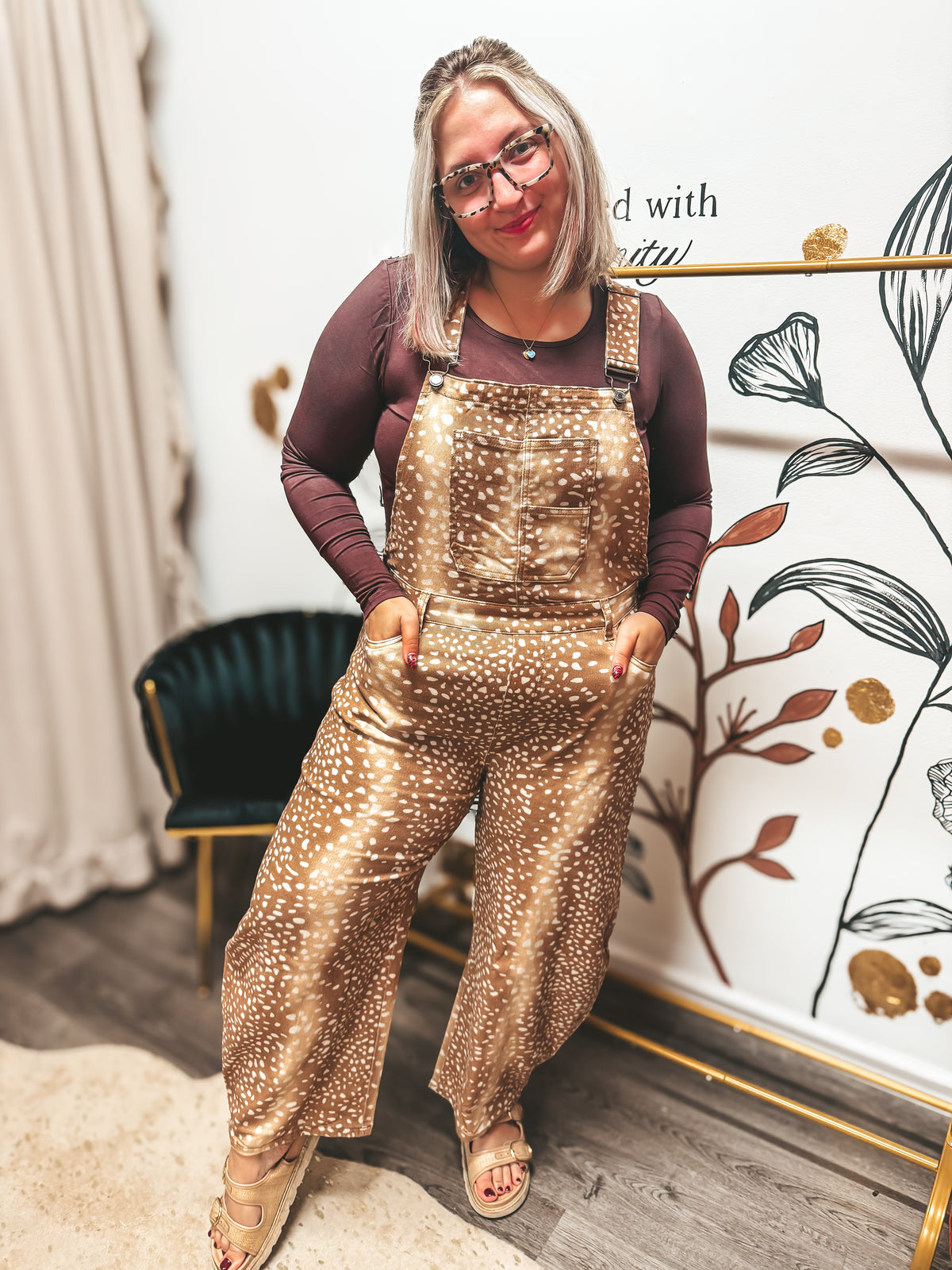 Fawn camel overalls