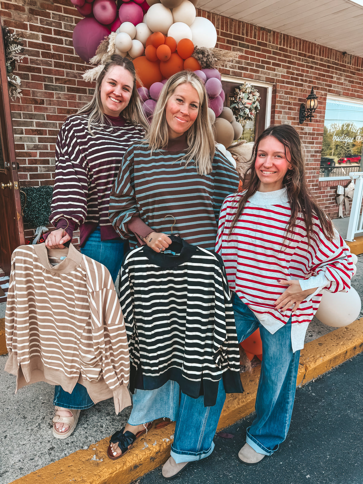 Oversized striped mock necks