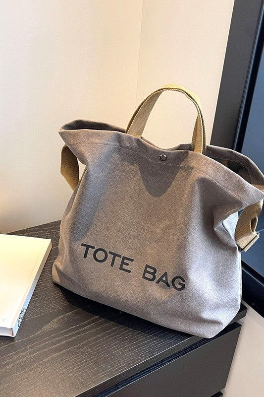 canvas shoulder tote bag in 2 colors