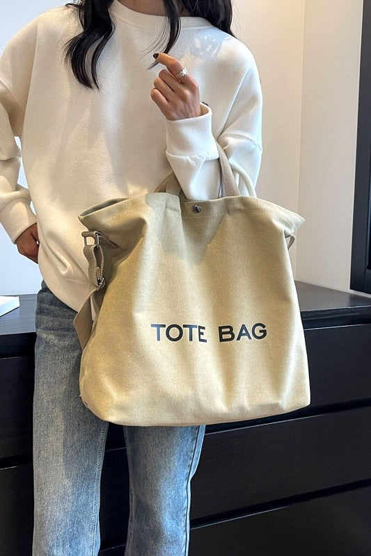 canvas shoulder tote bag in 2 colors