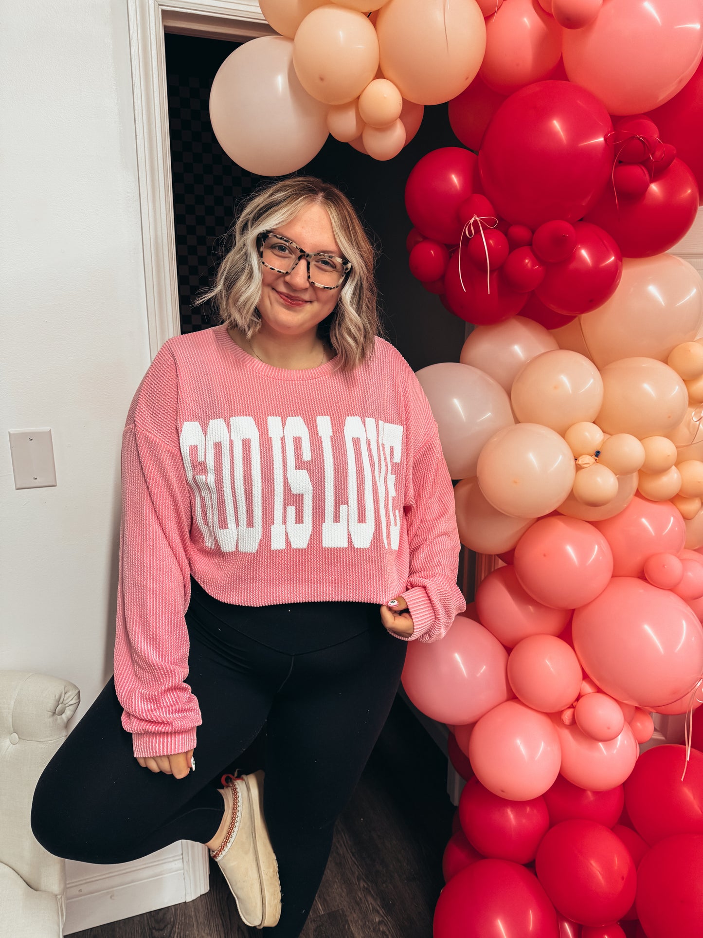 ribbed pink God is love top