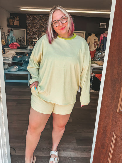 striped lime ribbed set