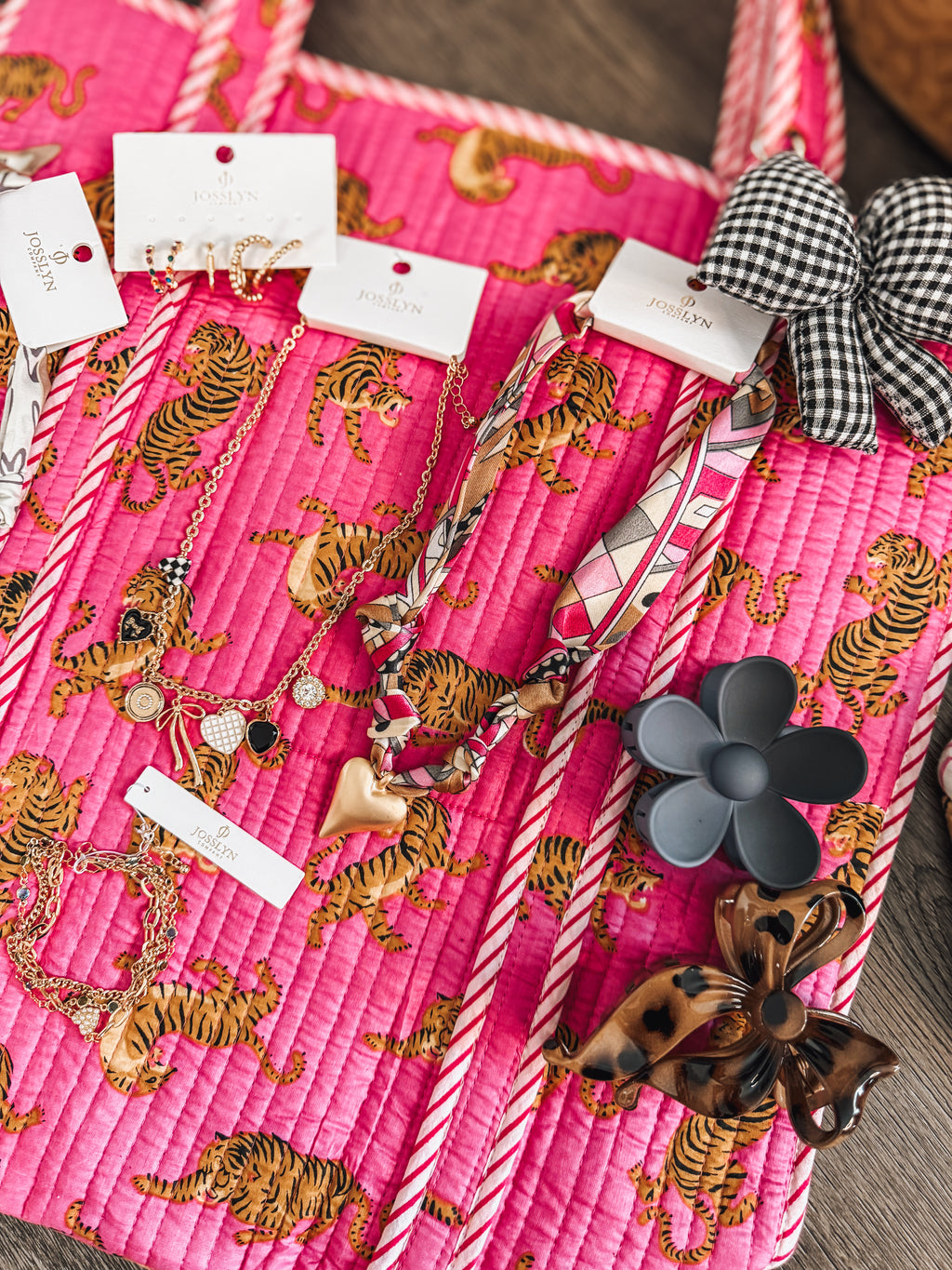 puff bow checkered bag charms