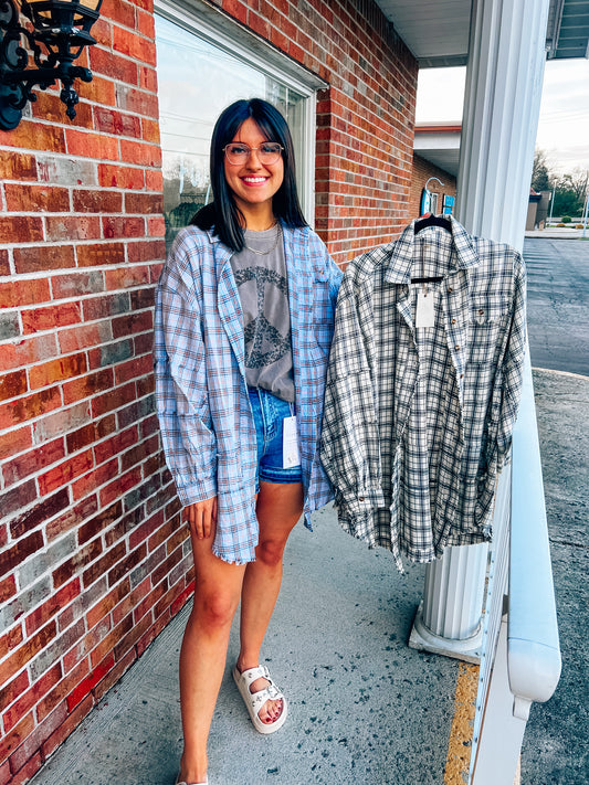 best selling oversized dad flannel in 2 colors