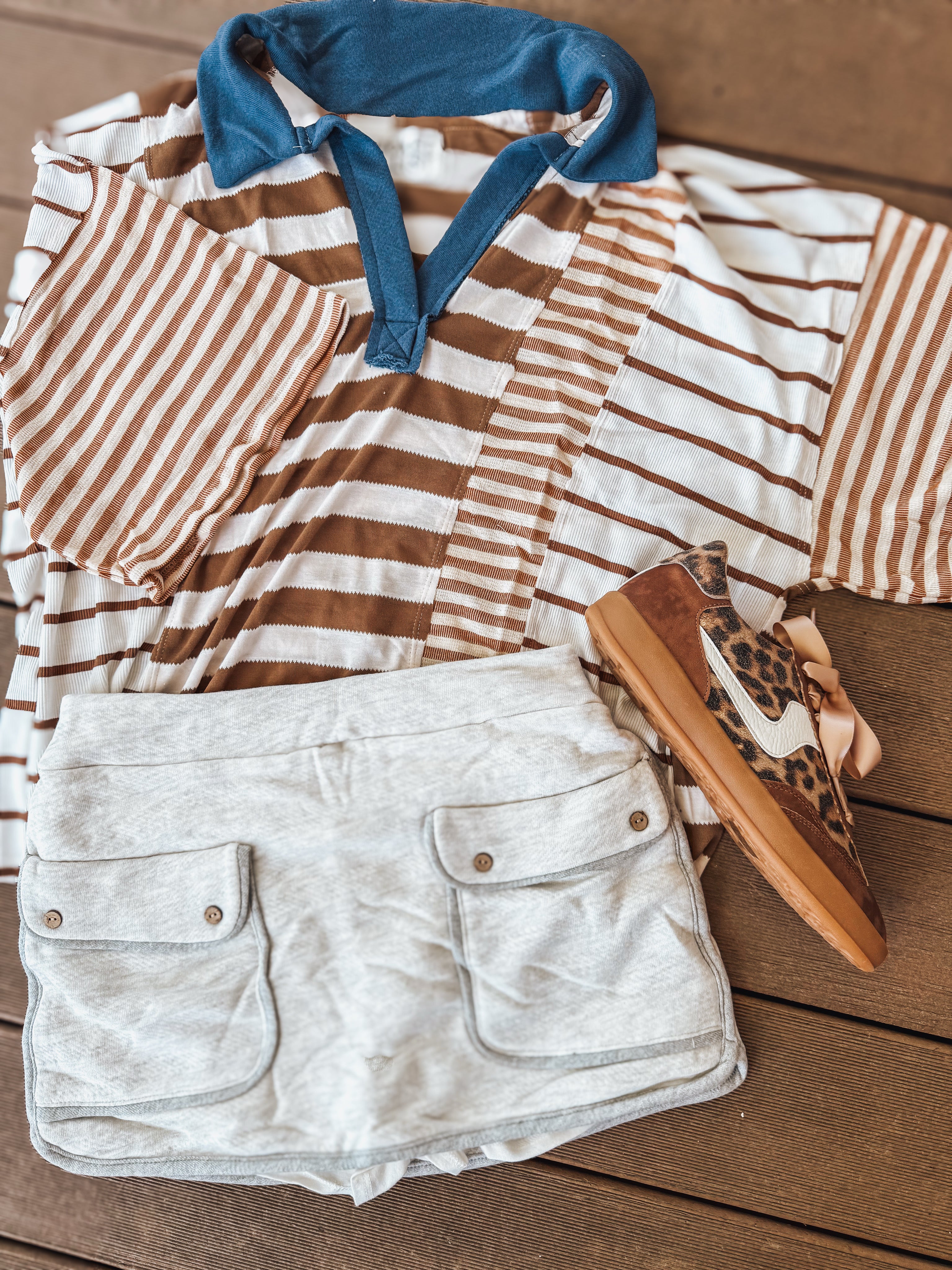 grey mini skort with pocket details