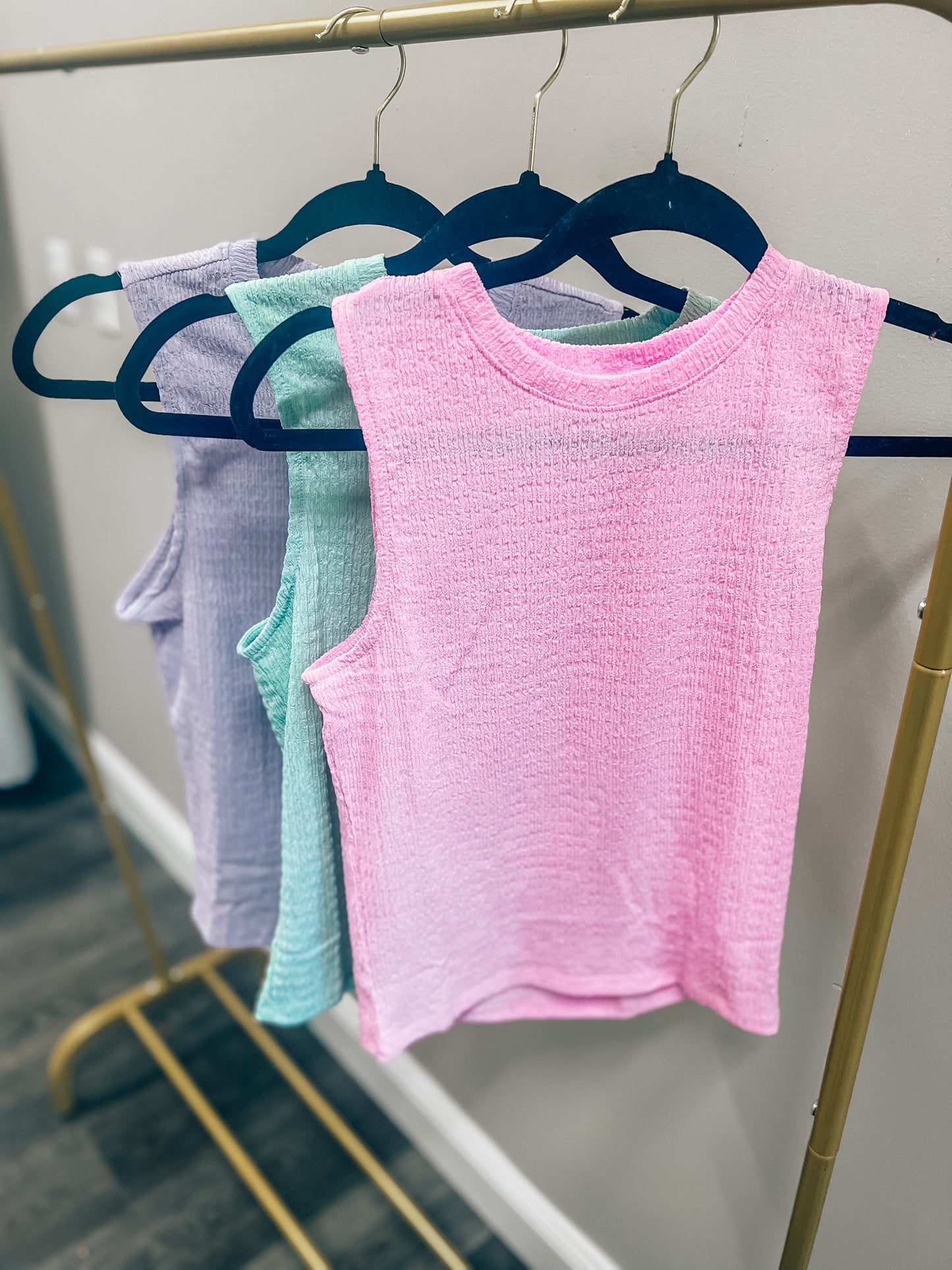 textured stretchy tanks-3 colors