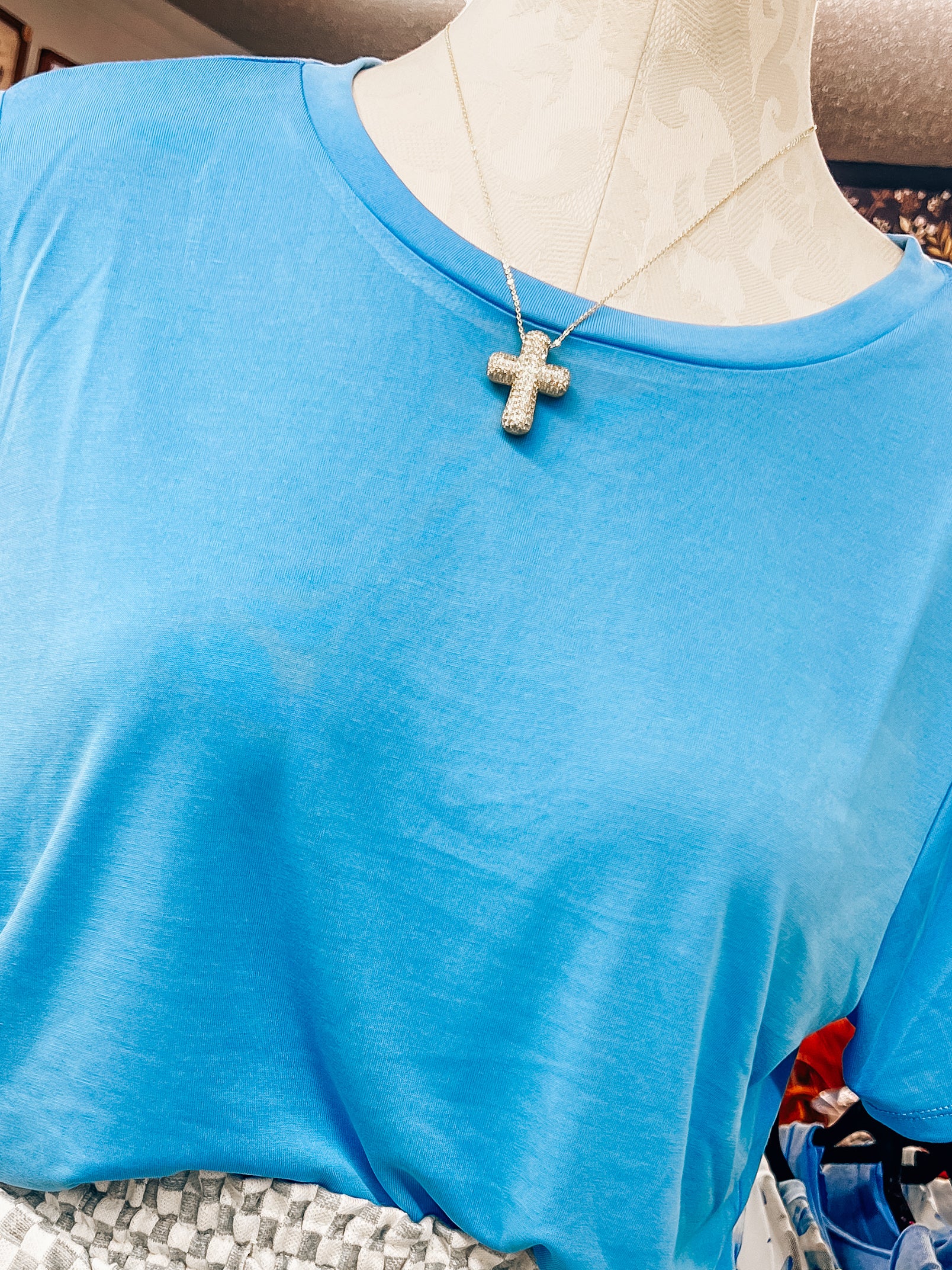 bubble rhinestone cross necklace