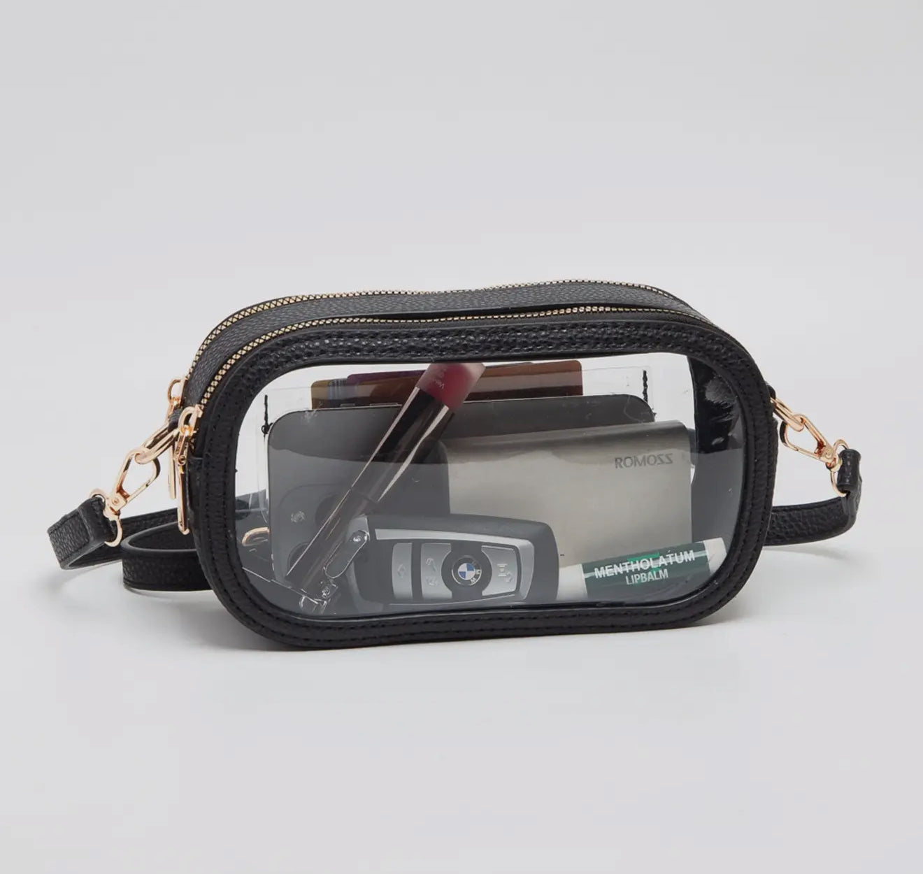 double zipper black clear oval gameday bag