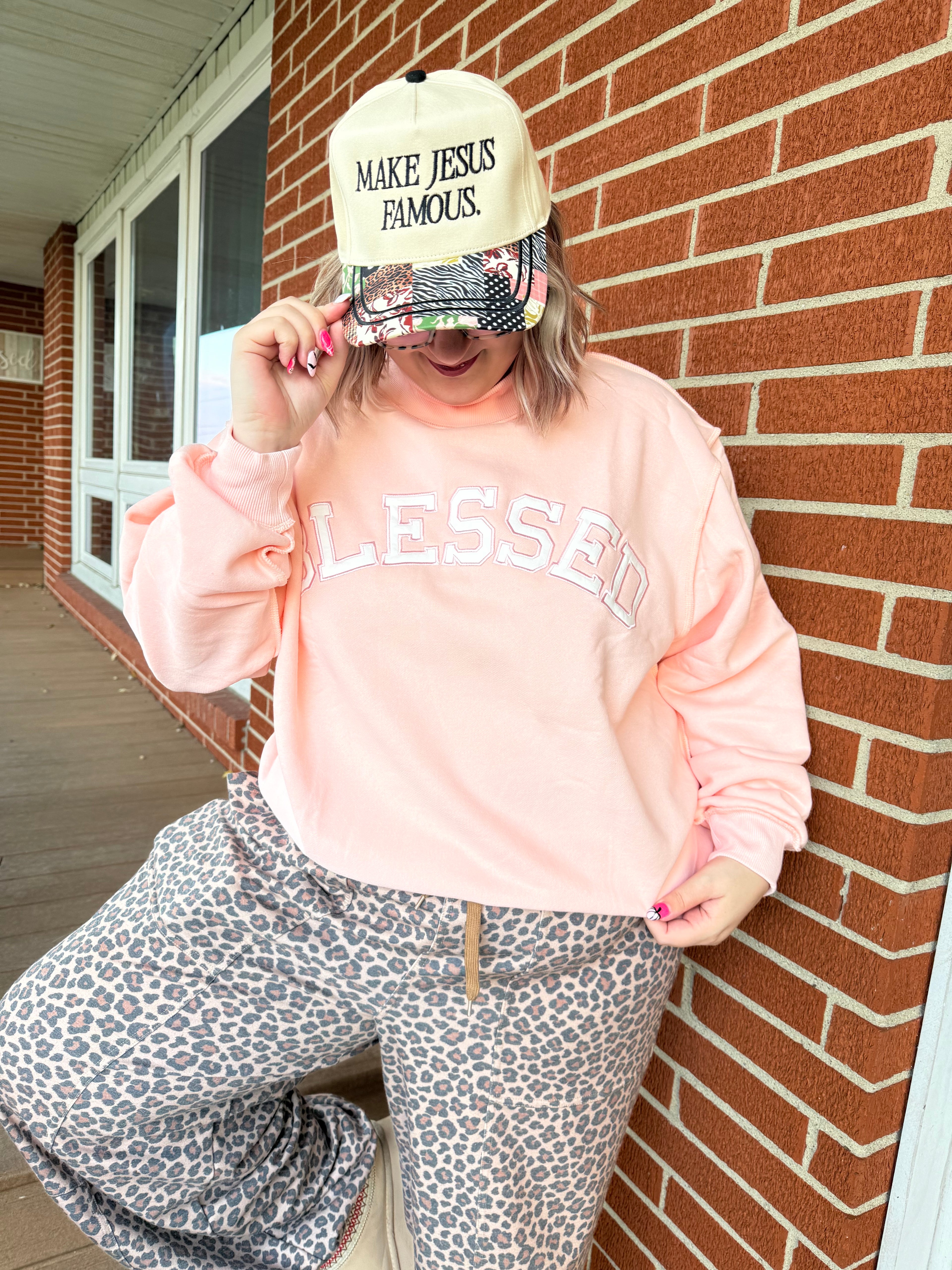 make jesus famous patchwork hat