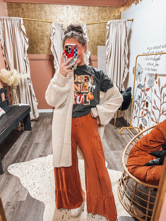rust tiered boho lounge pants