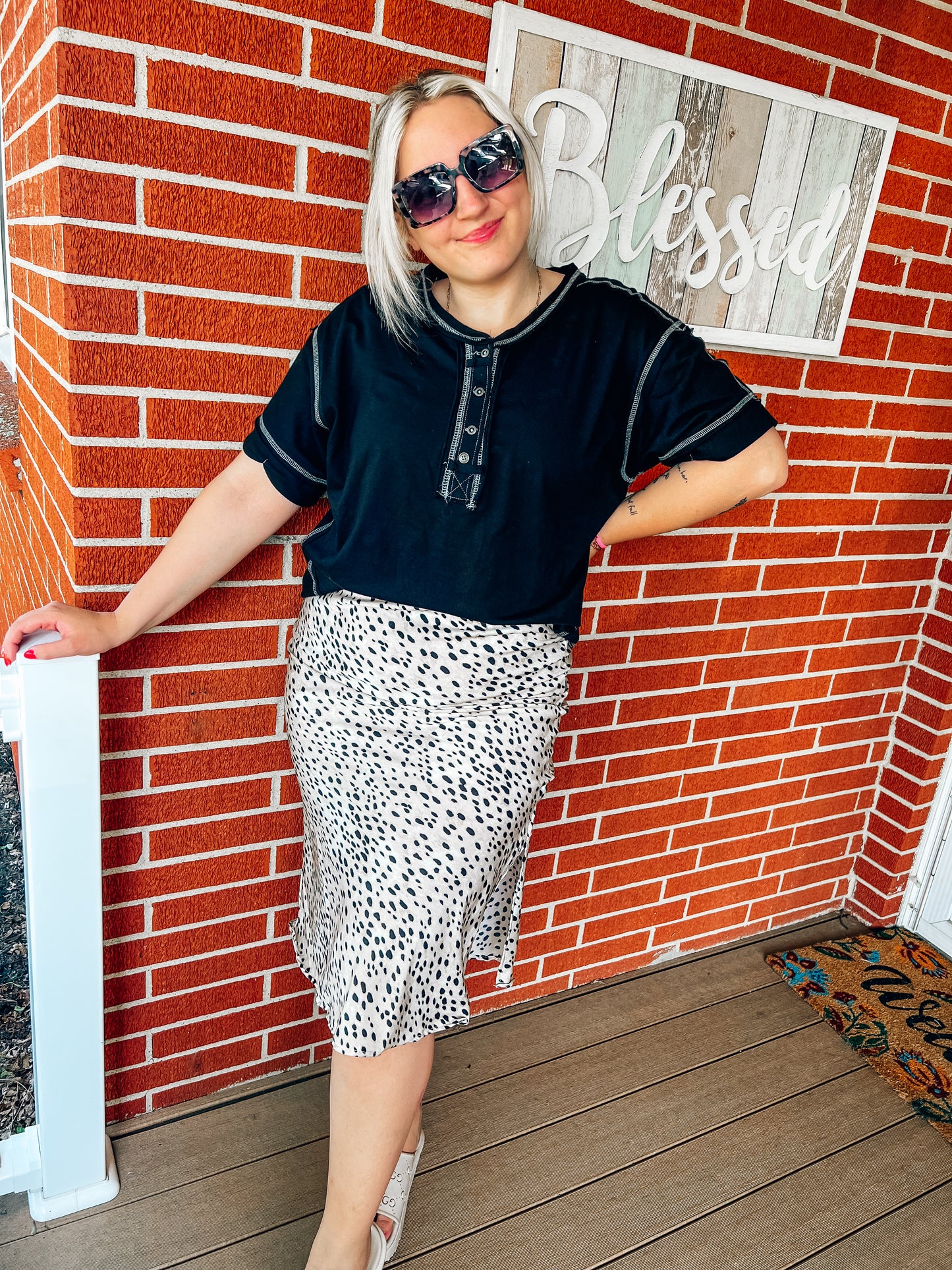 animal print satin midi skirt