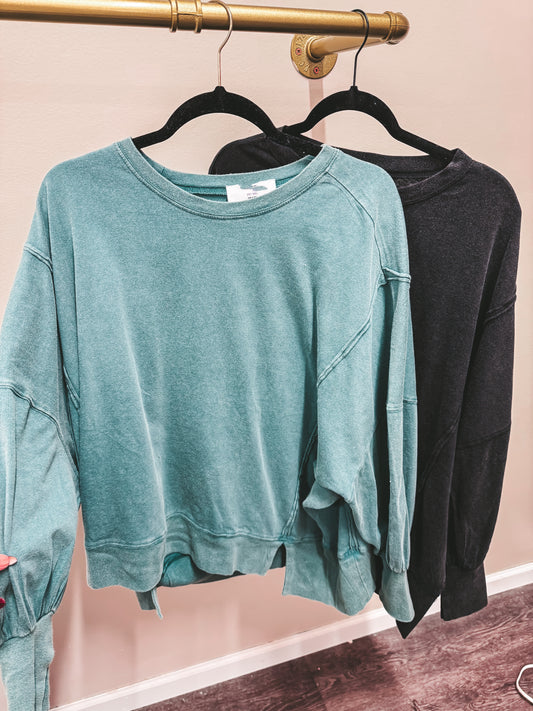 long sleeve slit detailed tops