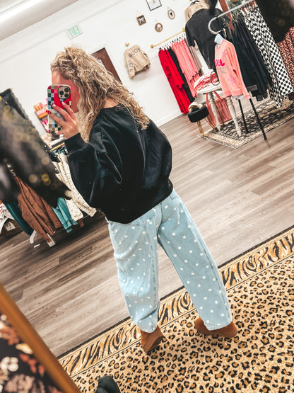 polka dot barrel jeans