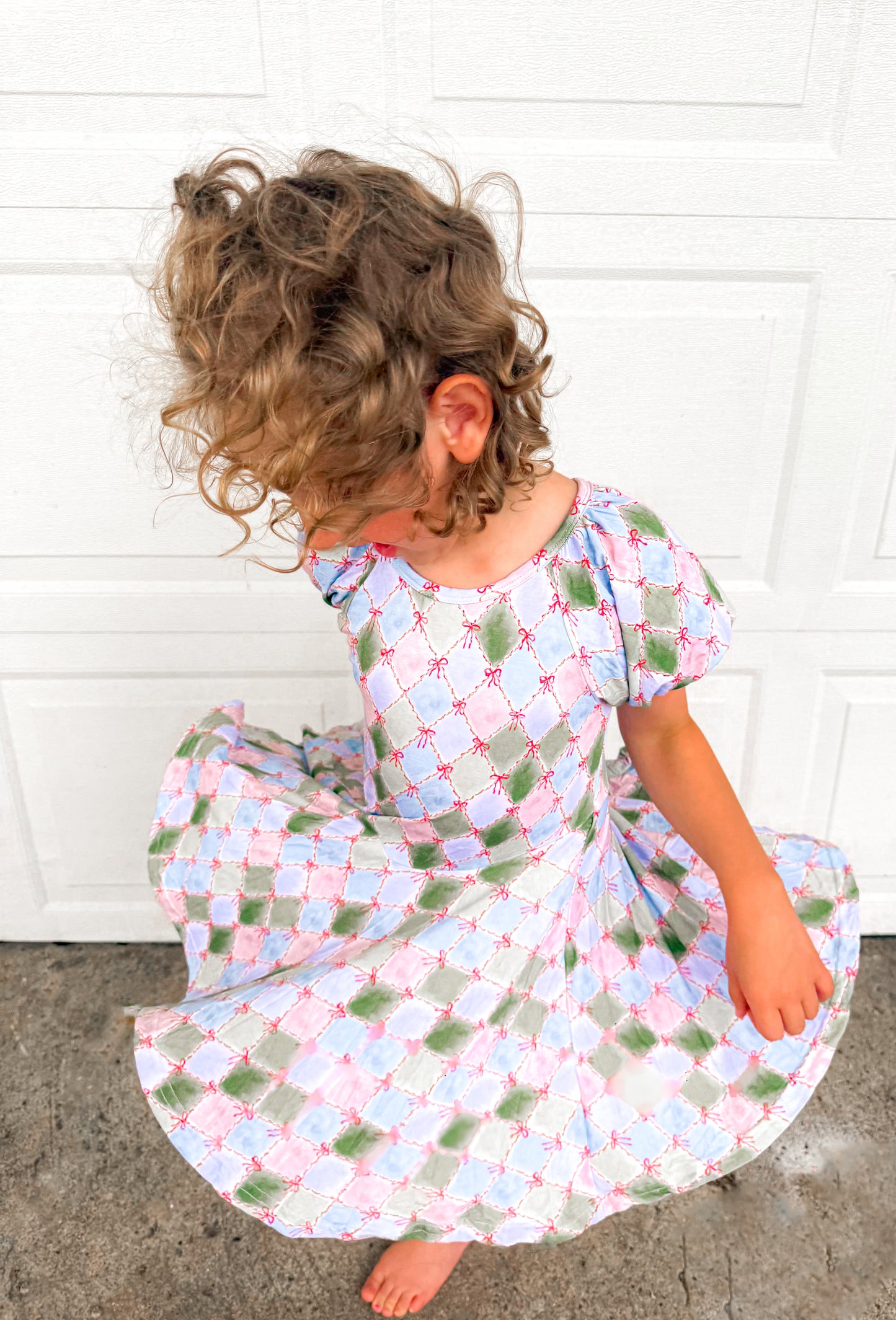 bamboo kids dress & shorts colorful diamond bow set PREORDER
