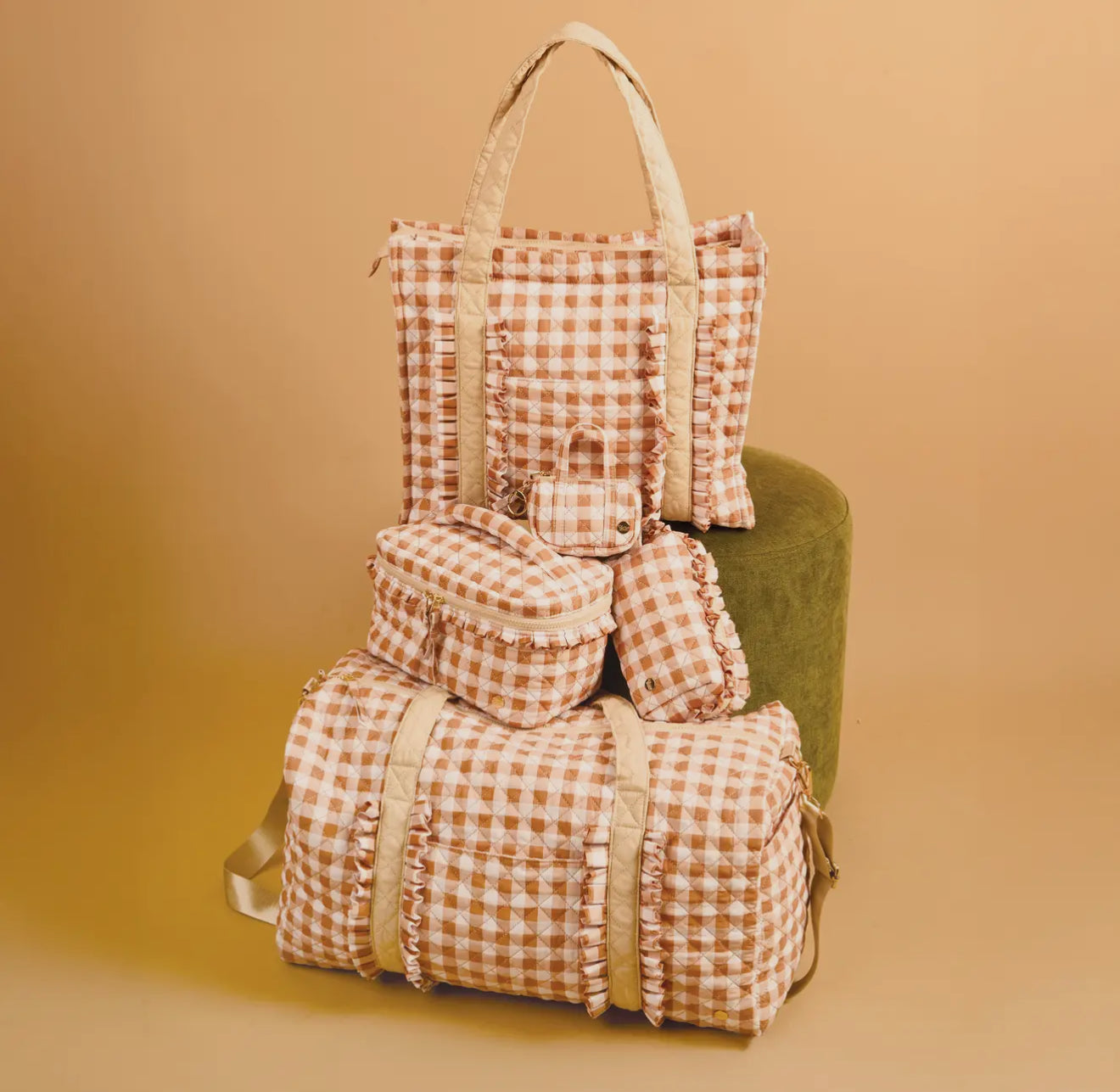 quilted maple gingham tote bag