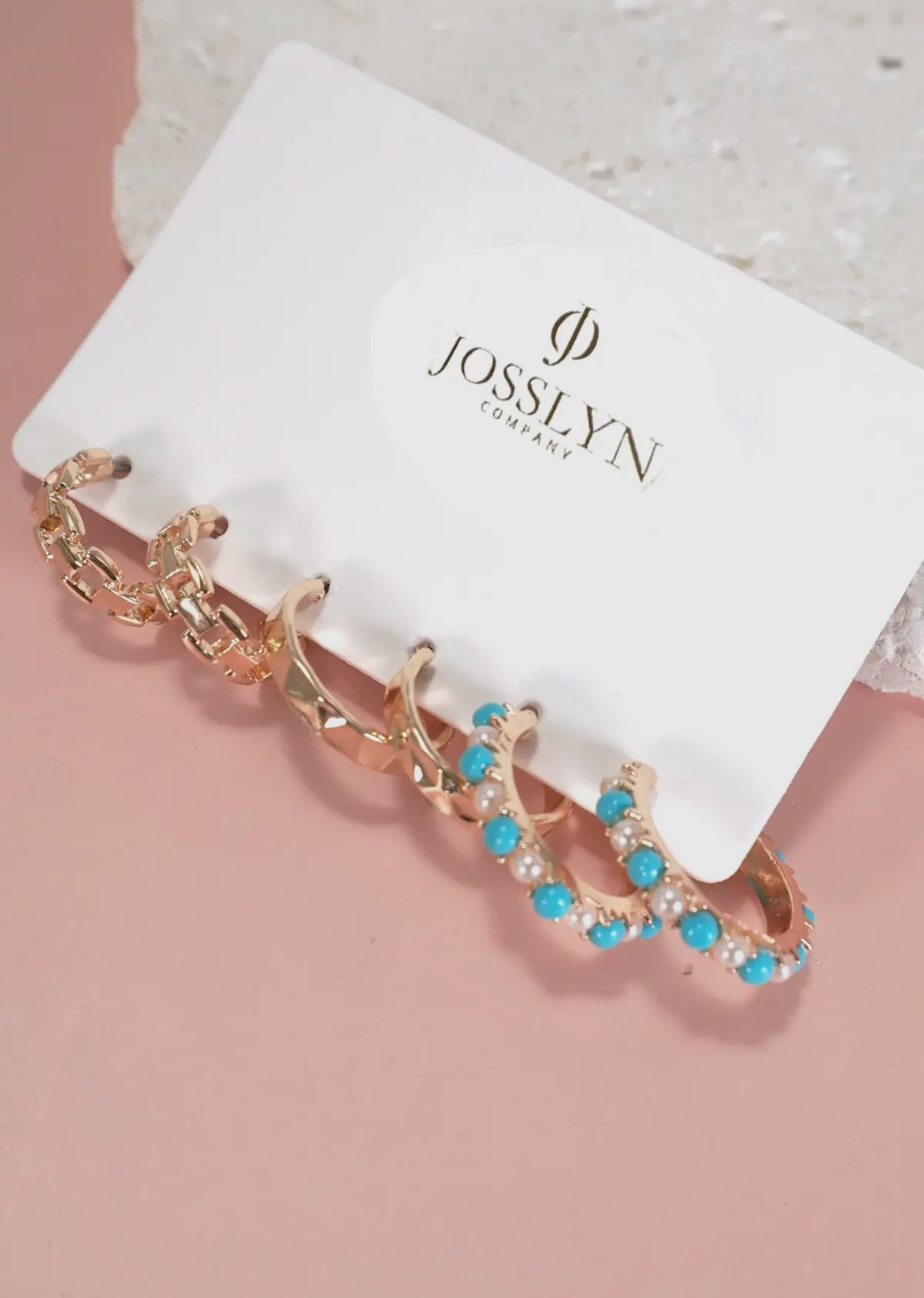 link diamond cut turquoise trip hood earrings