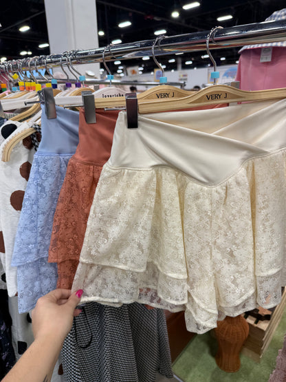 lace flowy shorts with crossover band