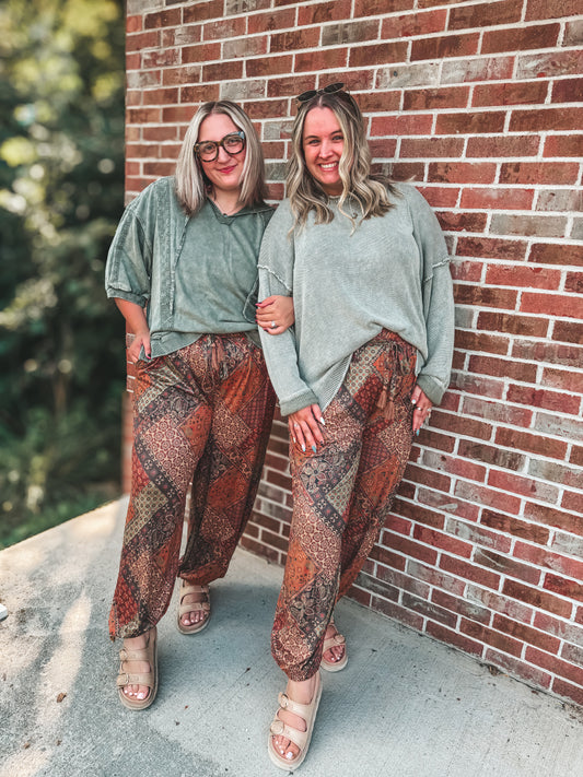Buttery soft boho fall joggers S-3X