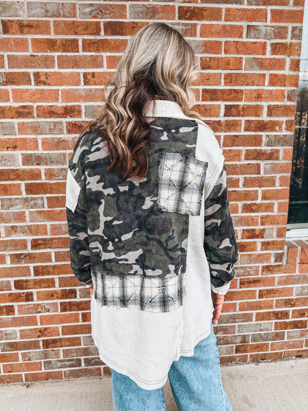 camo & plaid waffle shacket