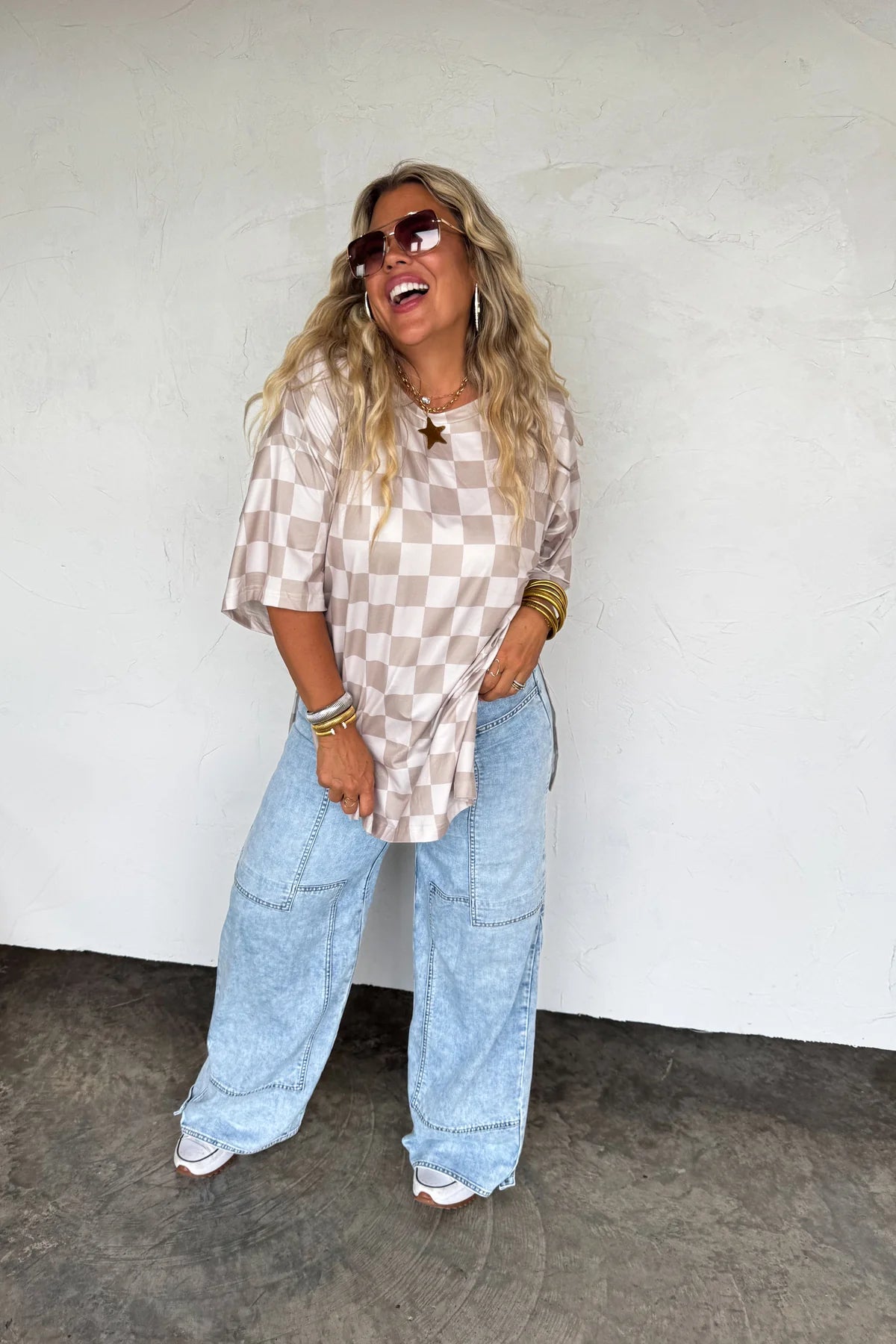 checker babe side slit top