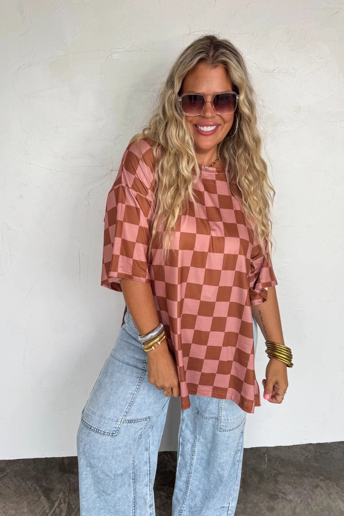 checker babe side slit top