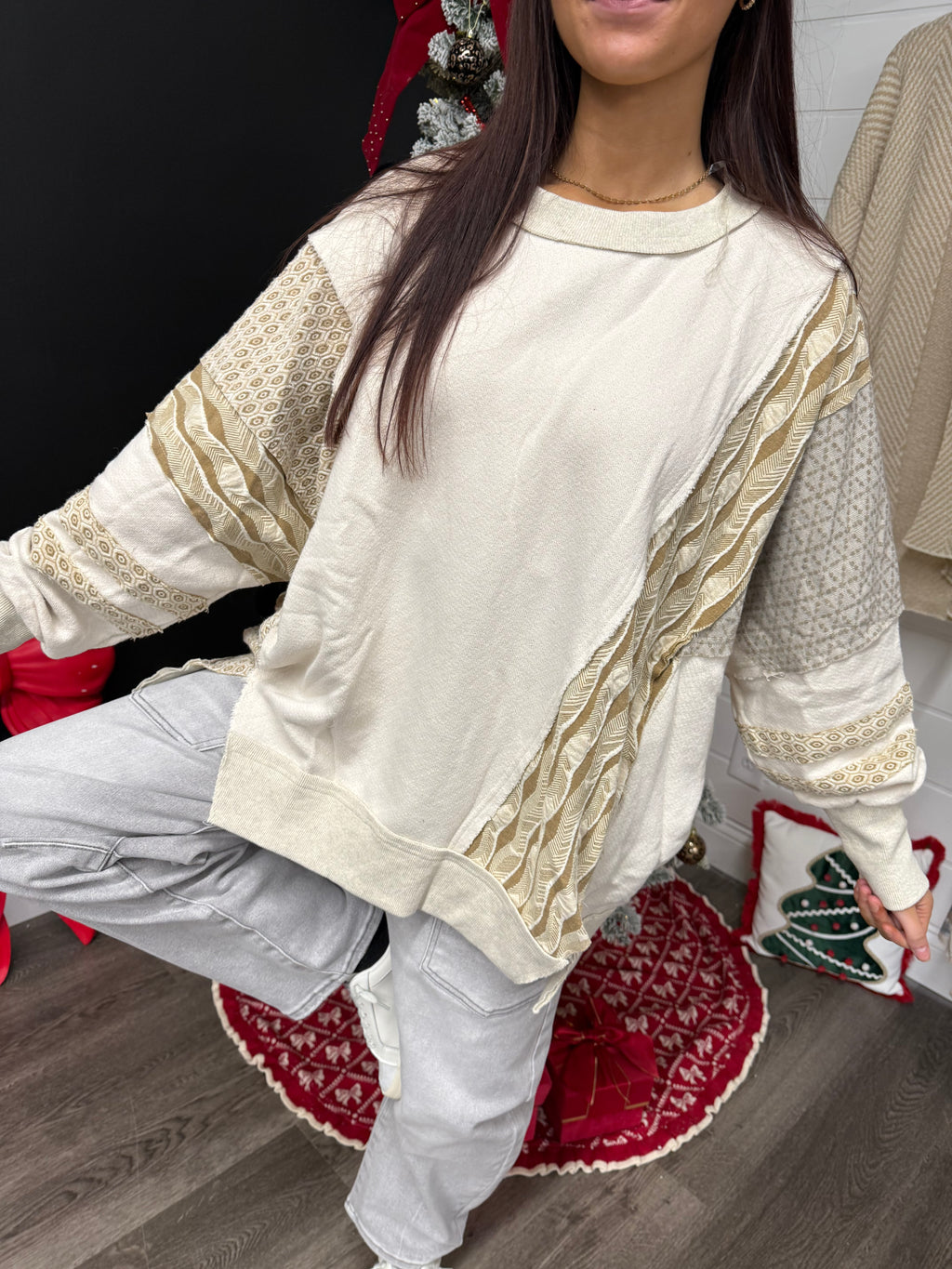 oatmeal textured oversized pullover