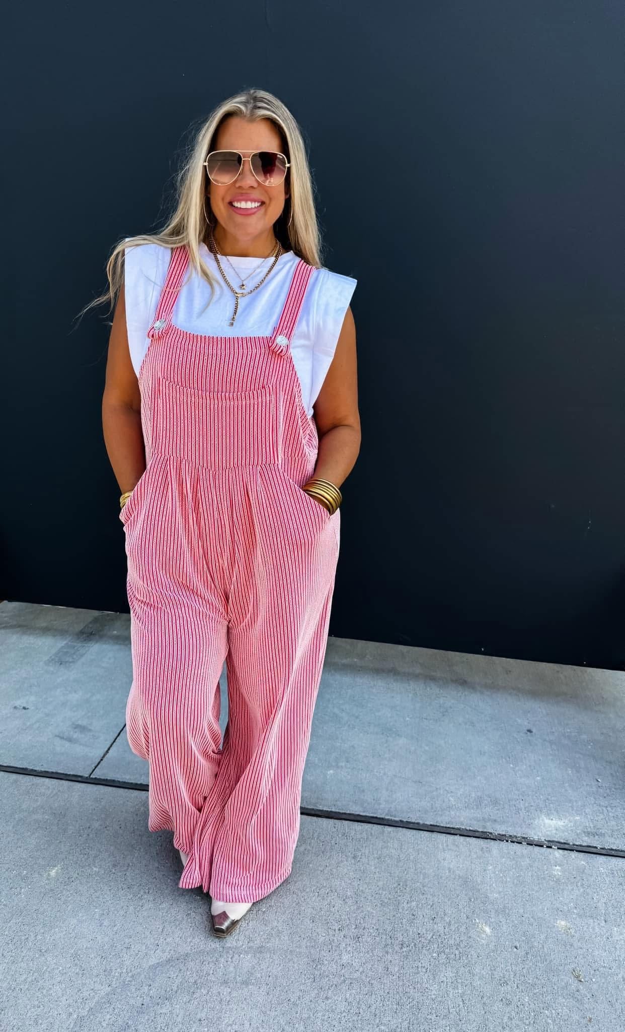 candy cane boho overalls